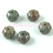   Special Shapes - Czech Glass Bead - Melon - Alabaster Blue Brown Luster - 8x11mm