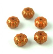   Special Shapes - Czech Glass Bead - Melon - Orange Bronze Travertin- 8x11mm