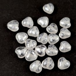   Special Shapes - Czech Glass Bead - Heart - Crystal Silver Patina - 6mm