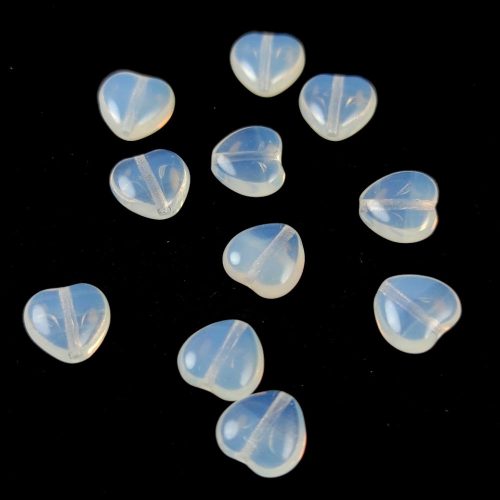 Special Shapes - Czech Glass Bead - Heart - Opal White - 6mm