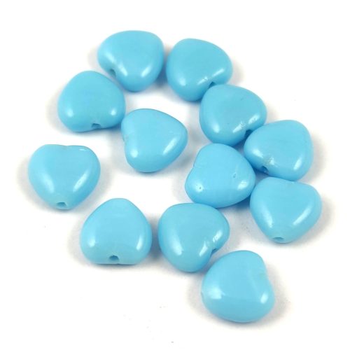 Special Shapes - Czech Glass Bead - Heart - Turquoise Blue - 8mm
