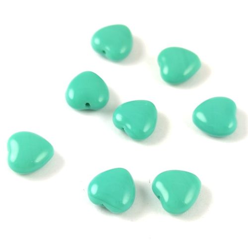 Special Shapes - Czech Glass Bead - Heart - Turquoise Green - 6mm