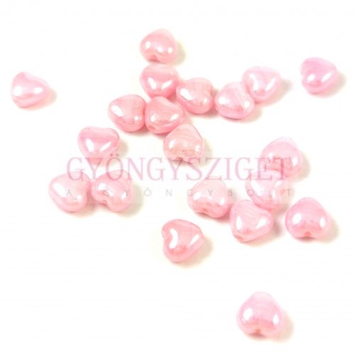 Special Shapes - Czech Glass Bead - Heart - Baby Pink Luster - 6mm