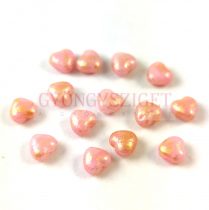   Special Shapes - Czech Glass Bead - Heart - Baby Pink Gold Patina - 6mm