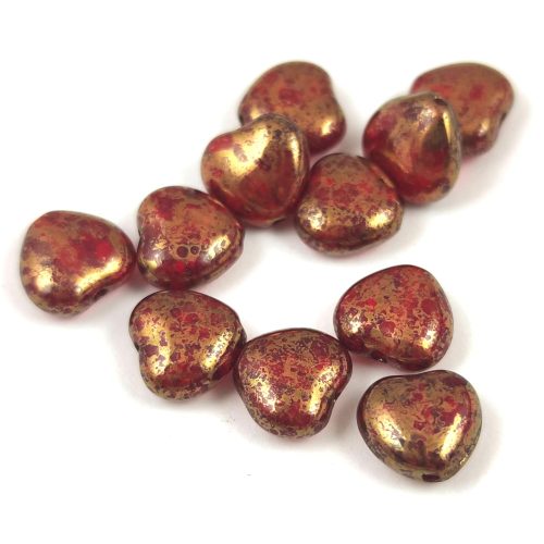 Special Shapes - Czech Glass Bead - Heart - Light Siam Bronze - 8mm