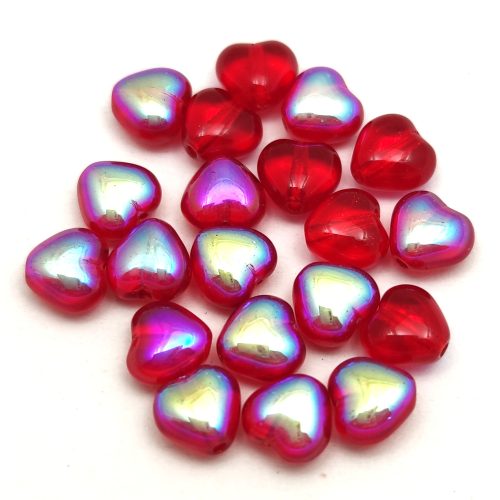 Special Shapes - Czech Glass Bead - Heart - Light Siam AB - 6mm