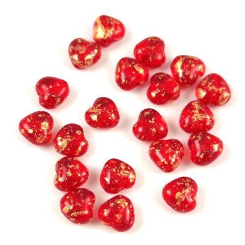 Special Shapes - Czech Glass Bead - Heart - Siam Gold Patina - 6mm