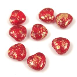  Special Shapes - Czech Glass Bead - Heart - Light Siam Rose Gold Splash - 8mm