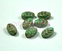   Special Shapes - Czech Glass Bead - turquoise picasso - fossil - 8x13mm