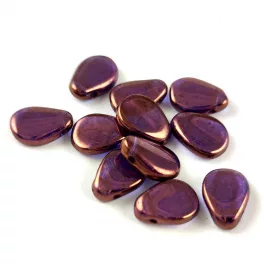Petal - Czech Glass Bead - 8x11mm - Crystal Eggplant Bronze