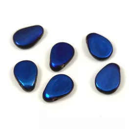Petal - Czech Glass Bead - 8x11mm - Crystal Full Azzuro