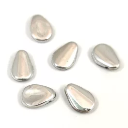 Petal - Czech Glass Bead - 8x11mm - Crystal Full Silver