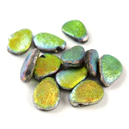   Petal - Czech Glass Bead - 8x11mm - Crystal Full Vitrail Etched
