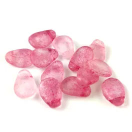 Petal - Czech Glass Bead - 8x11mm - Crystal Fuchsia Etched