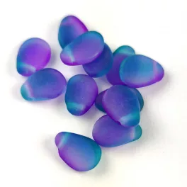   Petal - Czech Glass Bead - 8x11mm - Crystal Matt Emerald Violet Blend