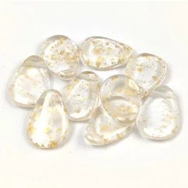 Petal - Czech Glass Bead - 11x16mm - Crystal Gold Patina