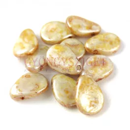 Petal - Czech Glass Bead - 8x11mm - Alabaster Brown Luster