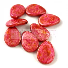   Petal - Czech Glass Bead - 11x16mm - Alabaster Brown Pink Luster