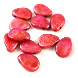   Petal - Czech Glass Bead - 8x11mm - Alabaster Brown Pink Luster