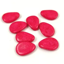 Petal - Czech Glass Bead - 11x16mm - Alabaster Vivid Fuchsia