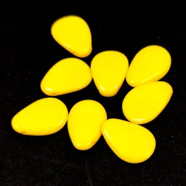 Petal - Czech Glass Bead - 11x16mm - Alabaster Vivid Yellow