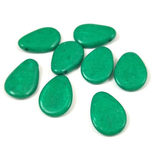 Petal - Czech Glass Bead - 11x16mm - Alabaster Vivid Green