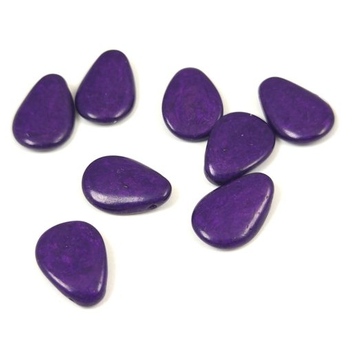 Petal - Czech Glass Bead - 11x16mm - Alabaster Vivid Purple