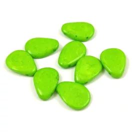   Petal - Czech Glass Bead - 11x16mm - Alabaster Vivid Light Green