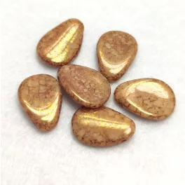 Petal - Czech Glass Bead - 11x16mm - Beige Bronze