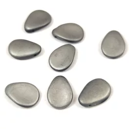Petal - Czech Glass Bead - 11x16mm - Jet Matt Chrome
