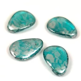 Petal - Czech Glass Bead - 11x16mm - Emerald Silver