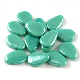 Petal - Czech Glass Bead - 8x11mm - Turquoise Green Luster