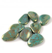   Préselt virágszirom gyöngy - 11x16mm - Turquoise Green Bronze