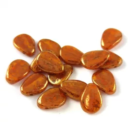 Petal - Czech Glass Bead - 8x11mm - Yellow Bronze Luster