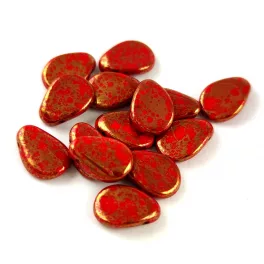 Petal - Czech Glass Bead - 8x11mm - Red Bronze Luster