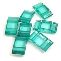   Peyote alap - kétlyukú műanyag gyöngy -  Emerald - 19x8mm