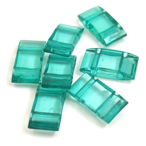 Peyote alap - kétlyukú műanyag gyöngy -  Emerald - 19x8mm