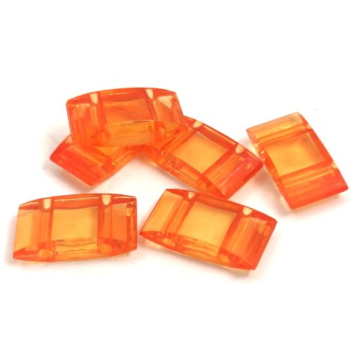 Peyote alap - kétlyukú műanyag gyöngy - Tangerine - 19x8mm