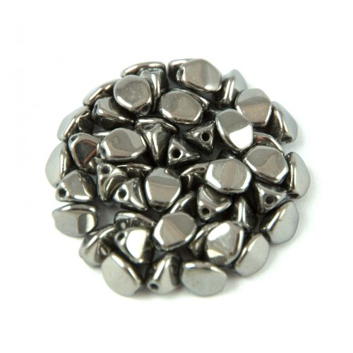 Pinch - Czech Glass Bead - Crystal Chrome - 5x3mm
