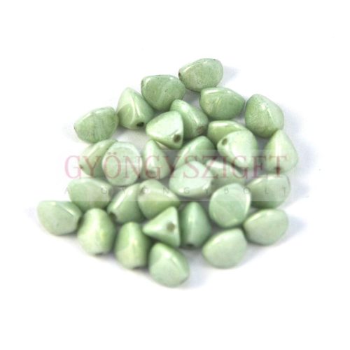 Pinch - Czech Glass Bead - white green grey marble  - 5x3 mm