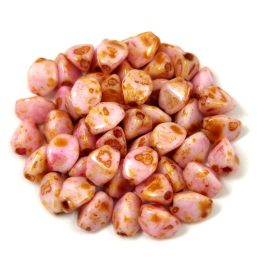   Cseh préselt Pinch gyöngy - Alabaster Pink Brown Luster - 5x3 mm