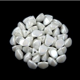 Cseh préselt Pinch gyöngy - White Luster - 5x3mm