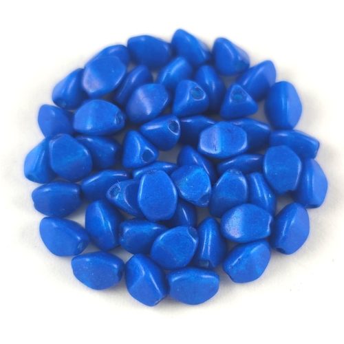 Cseh préselt Pinch gyöngy - Alabaster Vivid Blue - 5x3mm