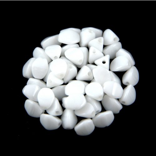 Pinch - Czech Glass Bead - White - 5x3mm