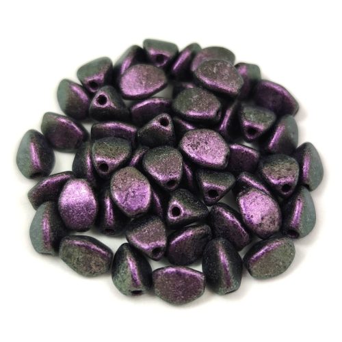 Pinch - Czech Glass Bead - Metallic Matt Polichrome Purple - 5x3mm