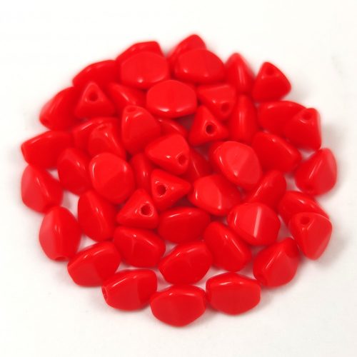 Pinch - Czech Glass Bead - Opaque Red - 5x3mm