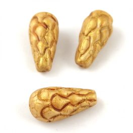   Cseh préselt Pinecone gyöngy - Alabaster Brown Gold - 25x12mm