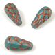 Cseh préselt Pinecone gyöngy - Opal Aqua Copper - 25x12mm