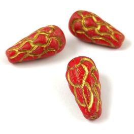 Cseh préselt Pinecone gyöngy - Red Gold - 25x12mm