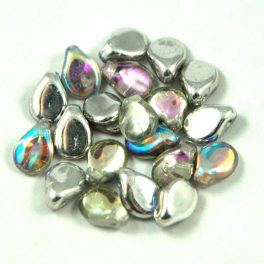   Pip cseh préselt üveggyöngy - Crystal Silver Rainbow - 5x7mm